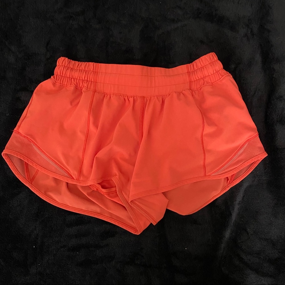 orange lululemon hotty hot shorts